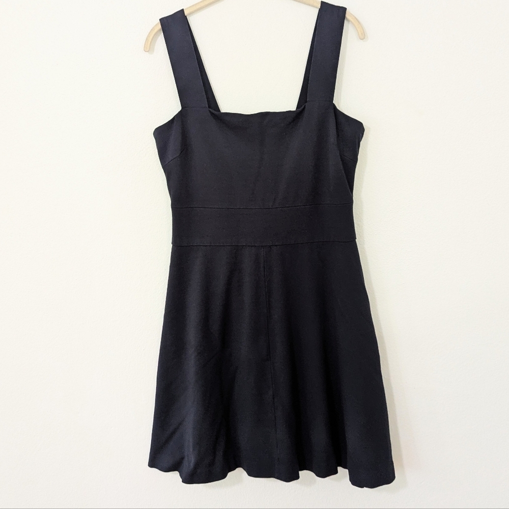 Banana Republic Milly Collection Square Neck Skater Mini Dress Zipper Black 12